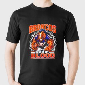 Denver Broncos Runs In My Blood Football Mascot Team Nfl Tee