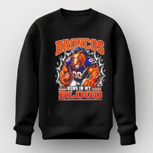 Denver Broncos Runs In My Blood Football Mascot Team Nfl Tee