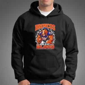 Denver Broncos Runs In My Blood Football Mascot Team Nfl Tee