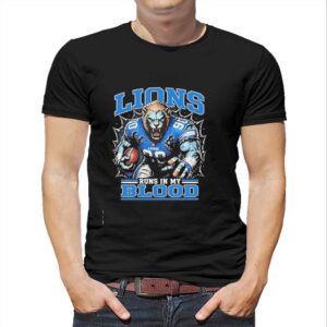 Detroit Lions Runs In My Blood Nfl Football Player Mascot Team Tee