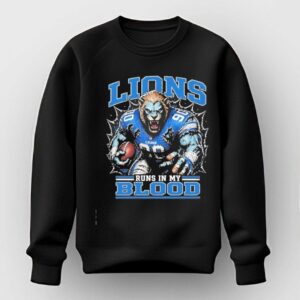 Detroit Lions Runs In My Blood Nfl Football Player Mascot Team Tee
