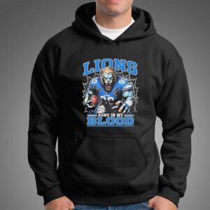 Detroit Lions Runs In My Blood Nfl Football Player Mascot Team Tee
