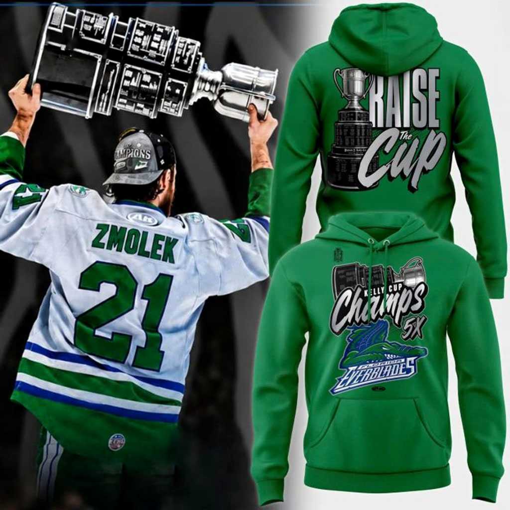 Florida Everblades Kelly Cup Champions 5x Championship Hoodie Florida Everblades Kelly Cup Champions 5x Championship Hoodie