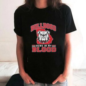 Georgia Bulldogs Bulldogs Runs In My Blood Mascot Logo Ncaa Team Tee