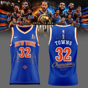 Karl Anthony Towns Champions NBA 2026 New York Knicks Jersey