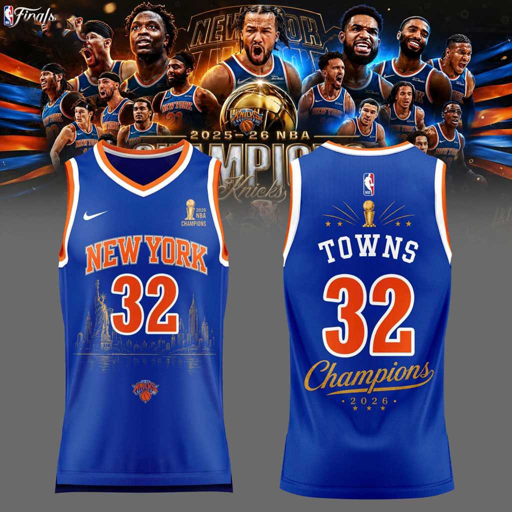 Karl Anthony Towns Champions NBA 2026 New York Knicks Jersey Karl Anthony Towns Champions NBA 2026 New York Knicks Jersey
