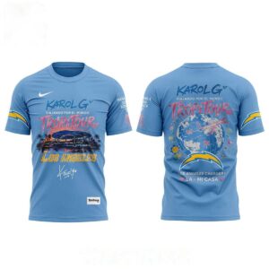 Los Angeles Chargers Karol G Viajando Por El Mundo Tropitour 2026 Mi Casa Hoodie Tee
