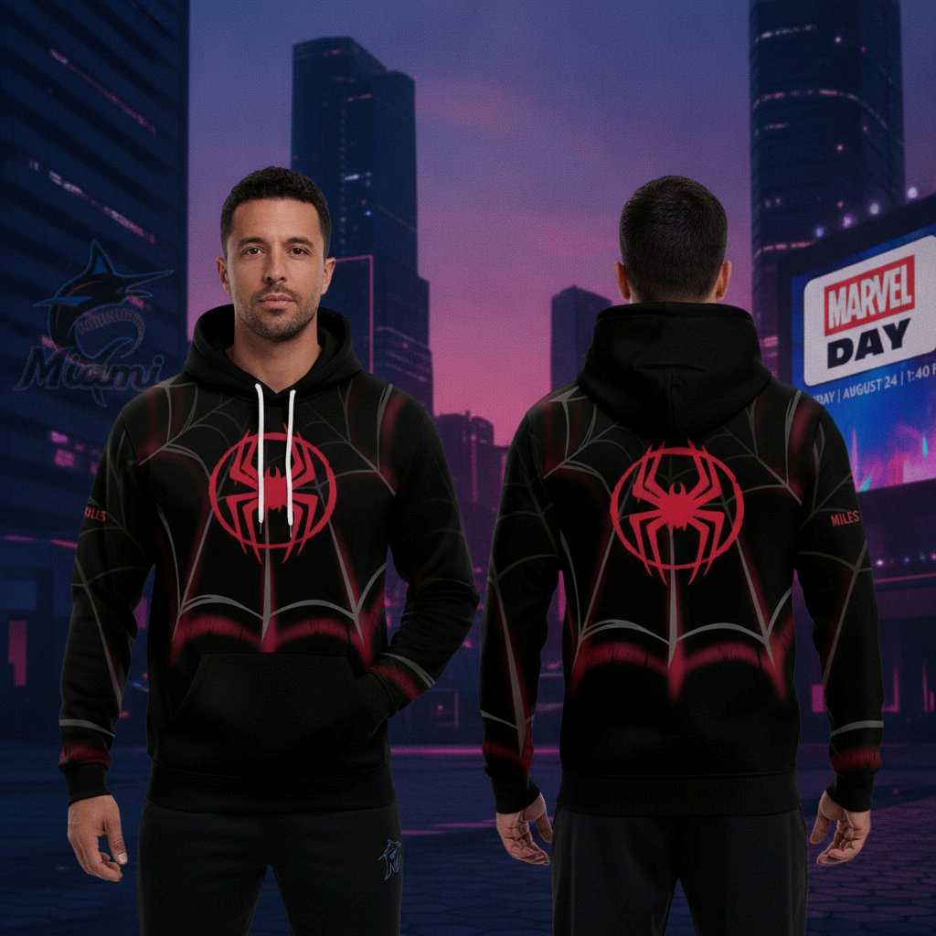 Miami Marlins Marvel Night Spider Man Miles Morales Hoodie Limited Edition Miami Marlins Marvel Night Spider Man Miles Morales Hoodie Limited Edition
