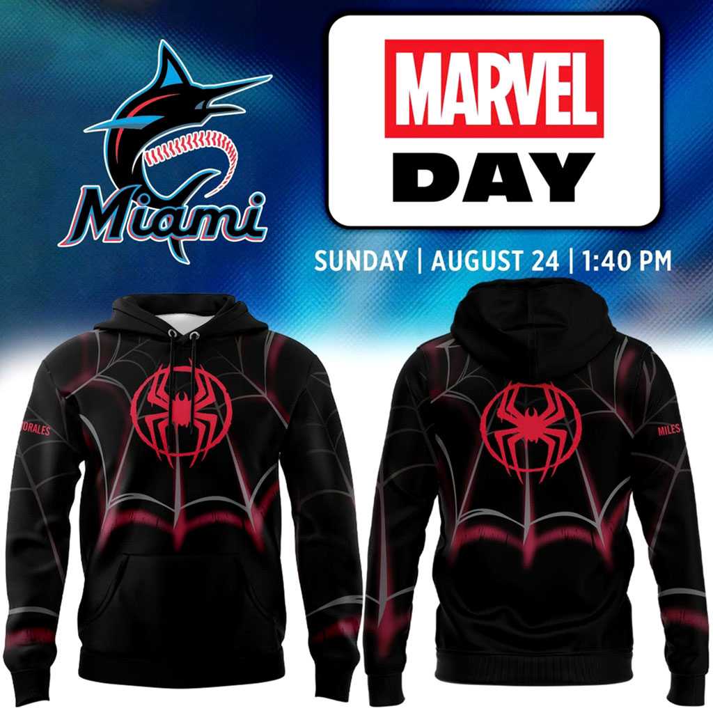 Miami Marlins Marvel Night Spider Man Miles Morales Hoodie Limited Edition Miami Marlins Marvel Night Spider Man Miles Morales Hoodie Limited Edition
