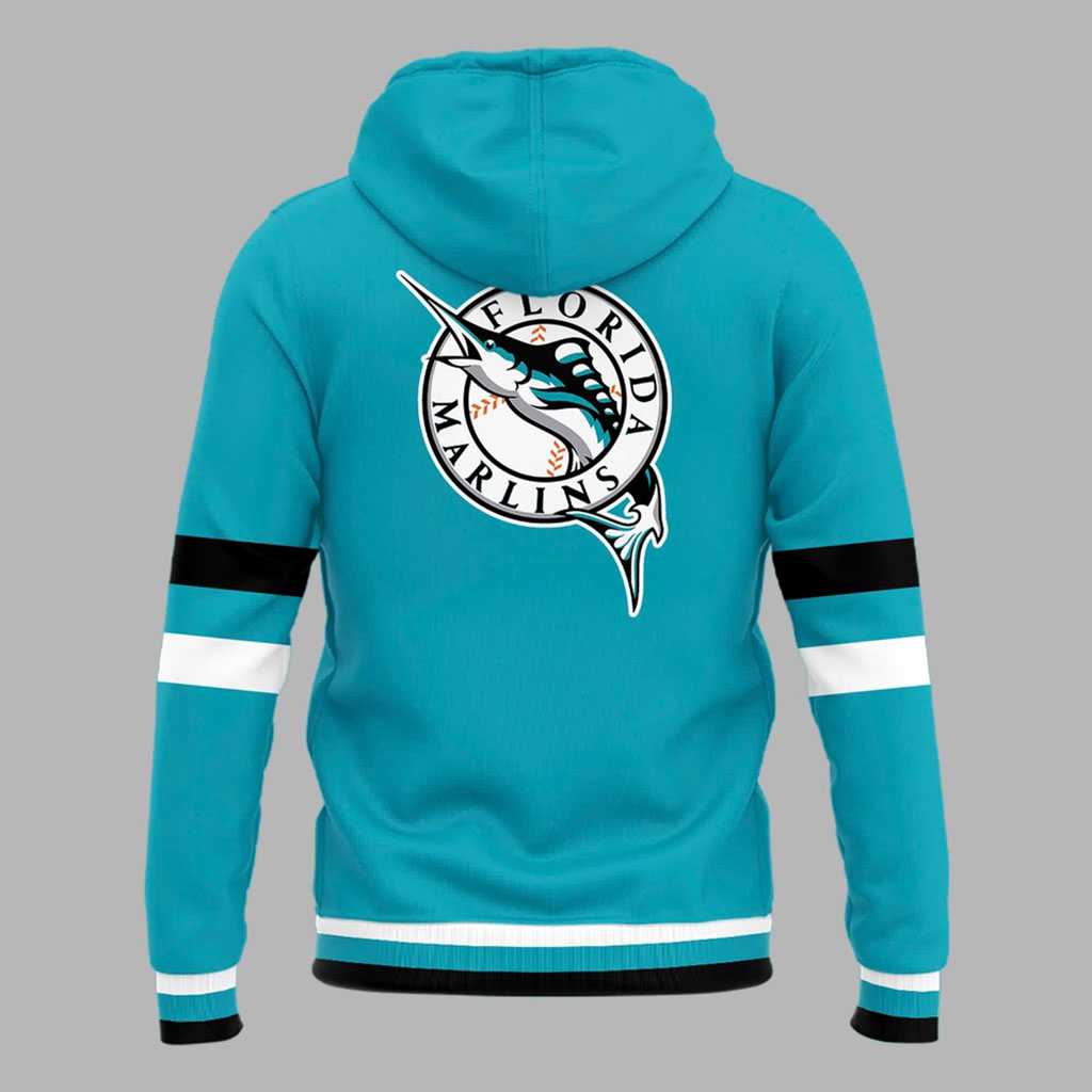 Miami Marlins Teal Throwback Uniform Hoodie Edition Miami Marlins Teal Throwback Uniform Hoodie Edition
