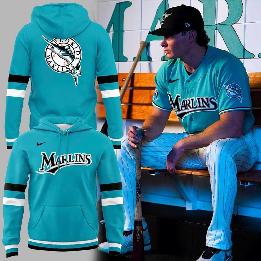 Miami Marlins Teal Throwback Uniform Hoodie Edition Miami Marlins Teal Throwback Uniform Hoodie Edition