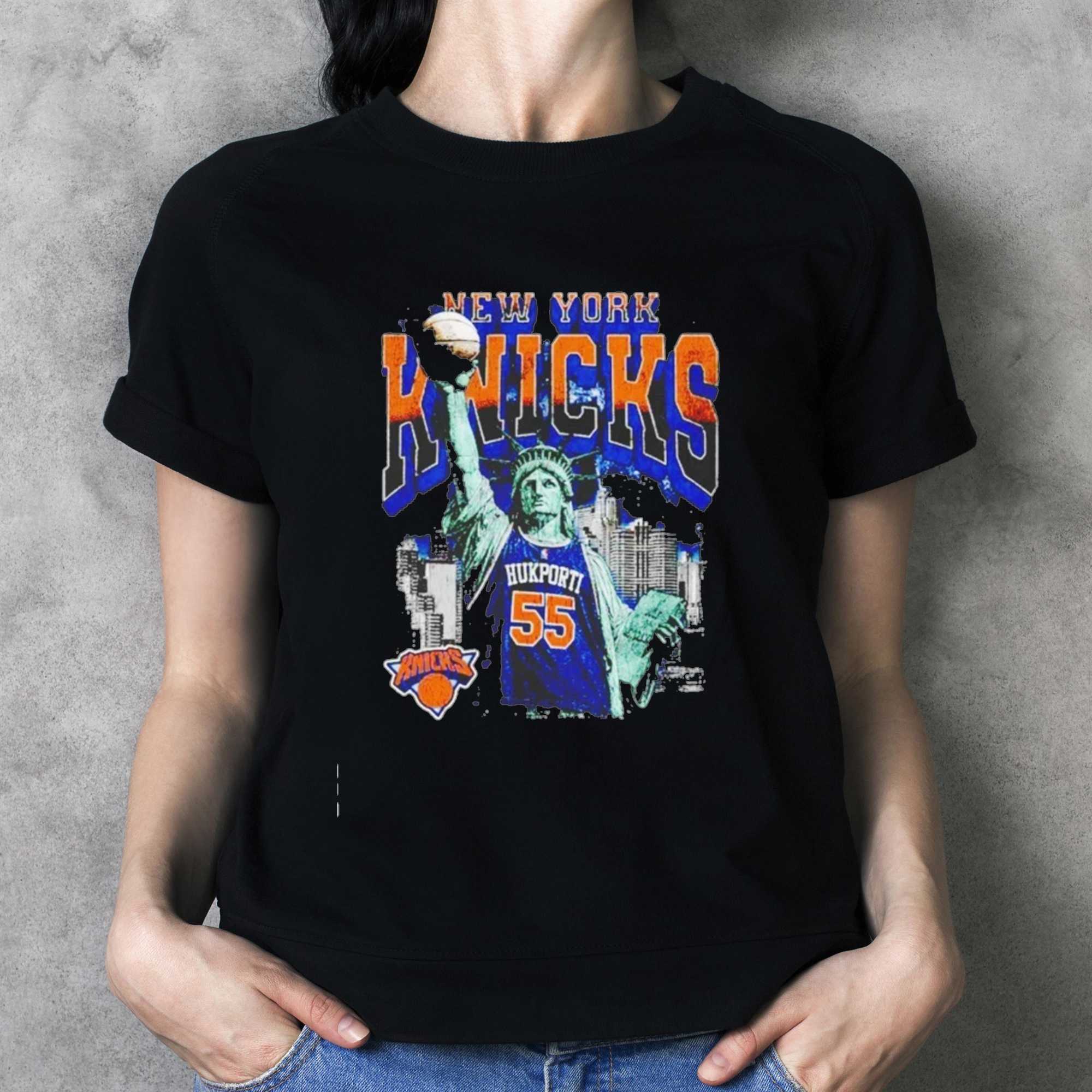 New York Knicks Hukporti 55 Statue Of Liberty Basketball Tee Hoodie New York Knicks Hukporti 55 Statue Of Liberty Basketball Tee Hoodie
