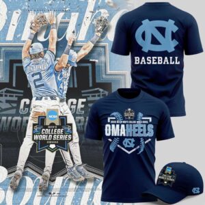 North Carolina Tar Heels 2026 Baseball College World Series Omaheels Navy Shirt