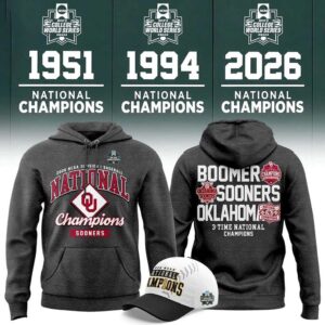 Oklahoma Sooners 2026 3 Time NCAA Baseball National Champions Tee Hoodie