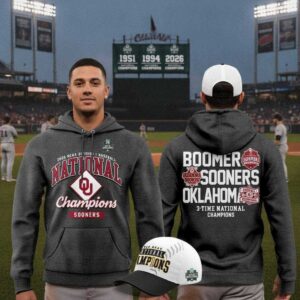 Oklahoma Sooners 2026 3 Time NCAA Baseball National Champions Tee Hoodie