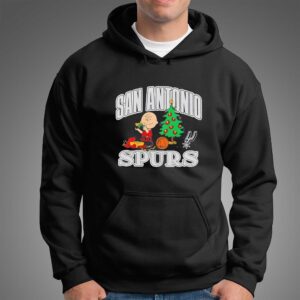 Peanuts Worldwide LLC Charlie Brown Playing with Toy by Christmas Tree San Antonio SPURS Shirt