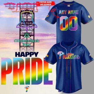 Philadelphia Phillies Pride Month Blue Night 2026 Custom Baseball Jersey