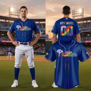 Philadelphia Phillies Pride Month Blue Night 2026 Custom Baseball Jersey