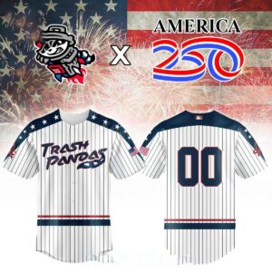 Rocket City Trash Pandas 4th Of July America 250 Striped Baseball Jersey