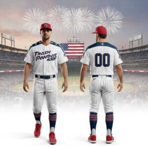 Rocket City Trash Pandas 4th Of July America 250 Striped Baseball Jersey
