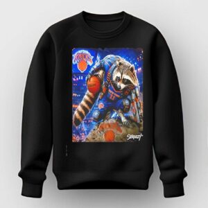 Rocket Raccoon Marvels Guardians of the Galaxy X New York Knicks NBA shirt