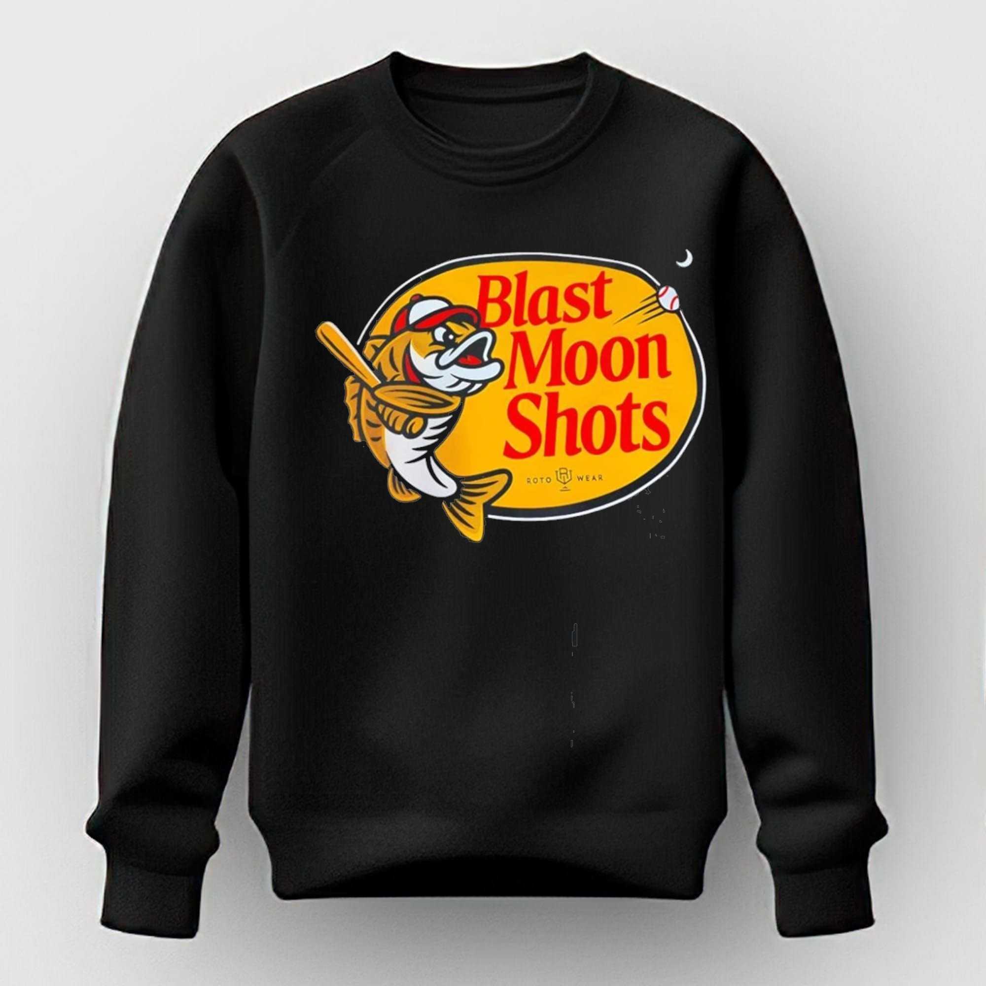 Roto Wear Fish Hitting Baseball Blast Moon Shots Tee Roto Wear Fish Hitting Baseball Blast Moon Shots Tee
