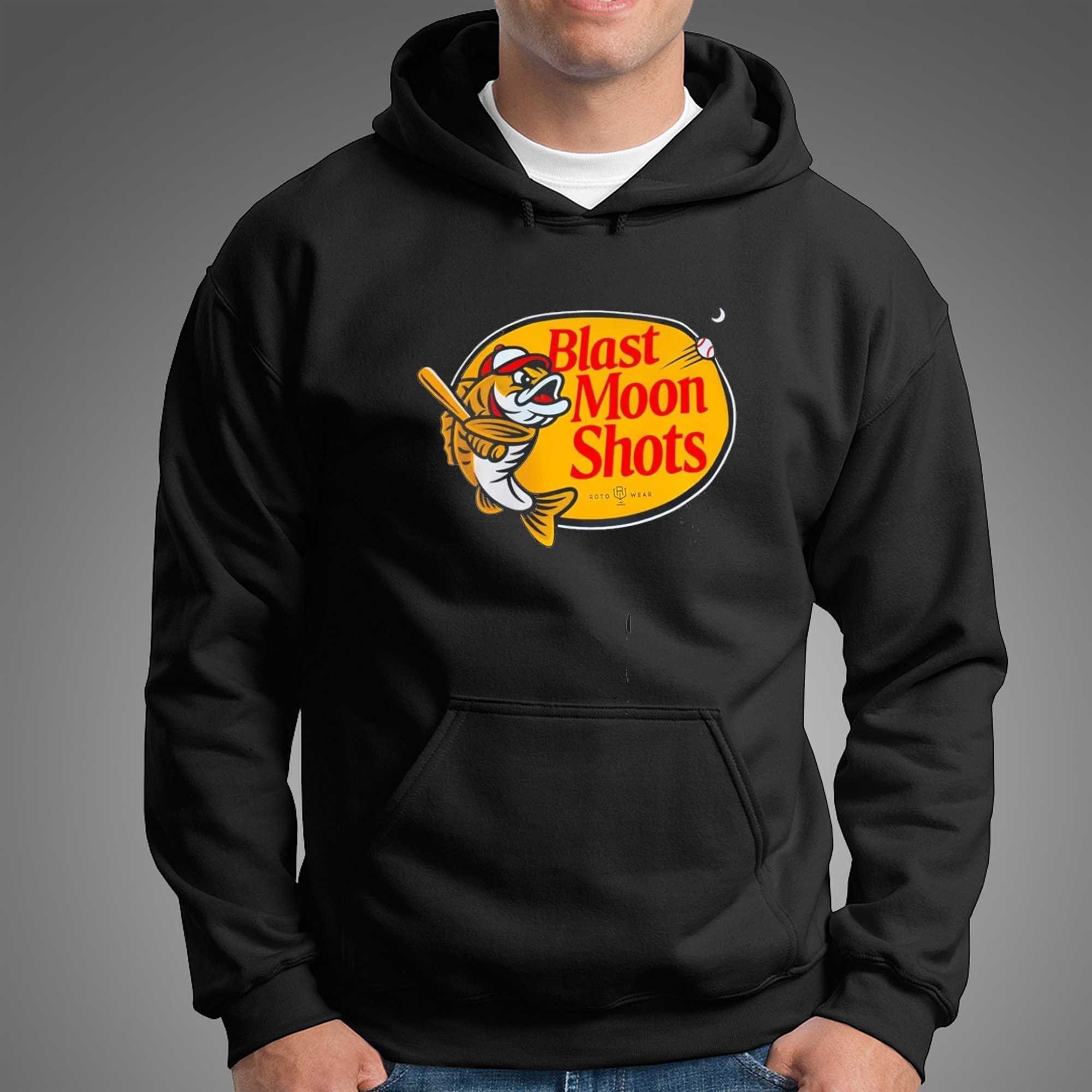 Roto Wear Fish Hitting Baseball Blast Moon Shots Tee Roto Wear Fish Hitting Baseball Blast Moon Shots Tee