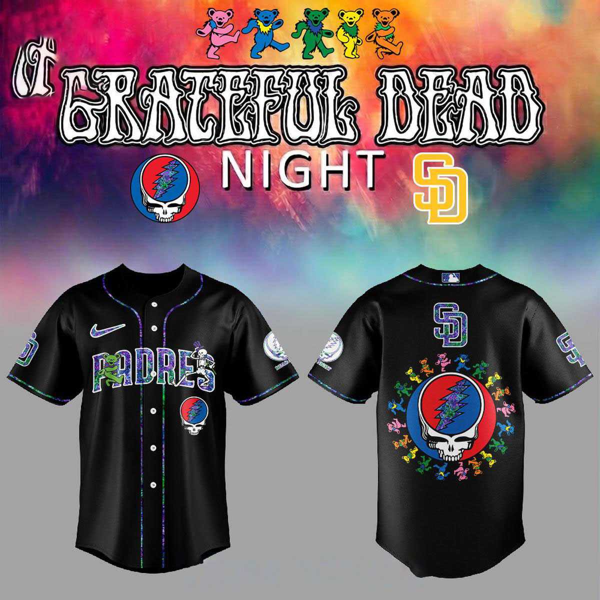 San Diego Padres Grateful Dead Night 2026 MLB Custom Jersey San Diego Padres Grateful Dead Night 2026 MLB Custom Jersey
