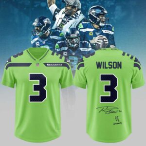 Seattle Seahawks 2026 Russell Wilson 3 Signature Football Jersey