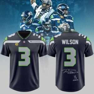 Seattle Seahawks 2026 Russell Wilson 3 Signature Football Jersey