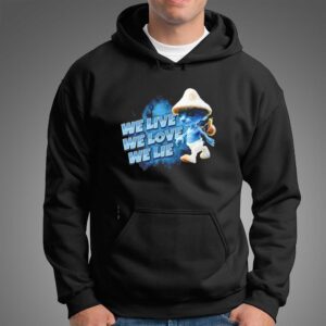 Smurf We Live We Love We Lie Character Meme Internet Culture Humor shirt