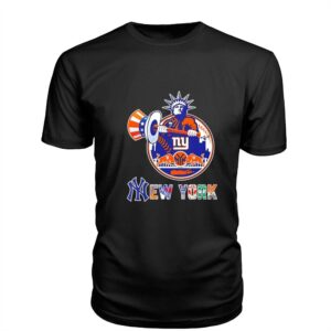 Statue of Liberty New York Yankees Rangers Giants Red Bulls Jets Skyline Tee