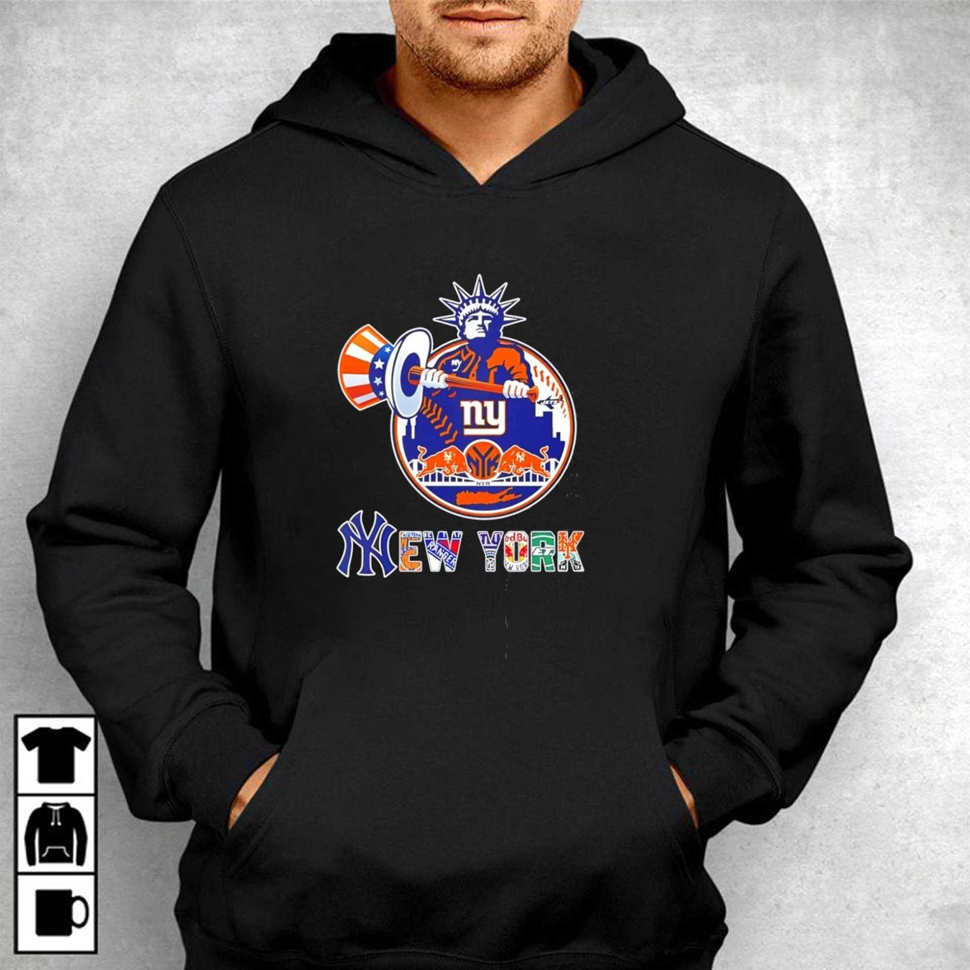 Statue of Liberty New York Yankees Rangers Giants Red Bulls Jets Skyline Tee Statue of Liberty New York Yankees Rangers Giants Red Bulls Jets Skyline Tee