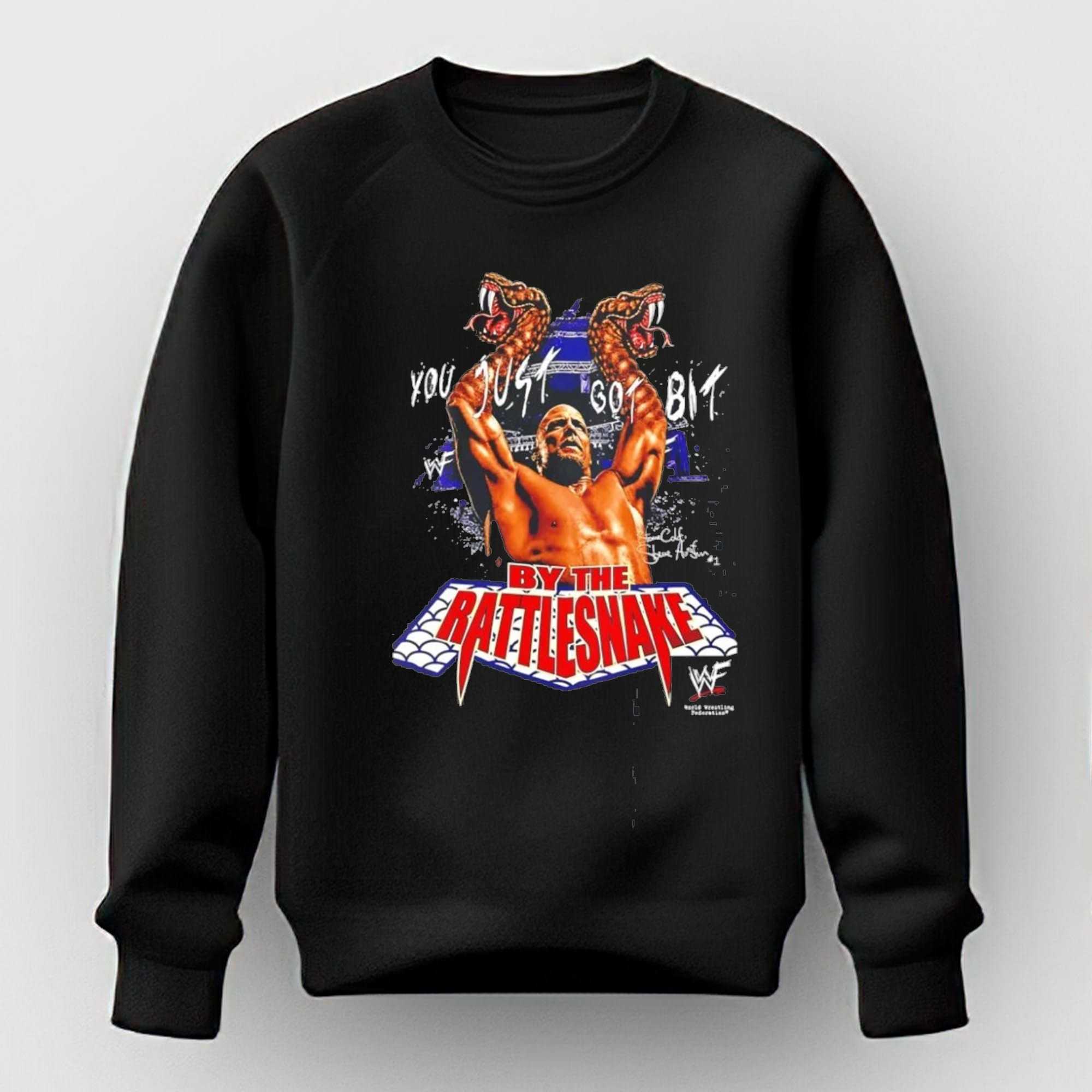 Stone Cold Steve Austin You Just Got Bit by the Rattlesnake WWF Tee Stone Cold Steve Austin You Just Got Bit by the Rattlesnake WWF Tee