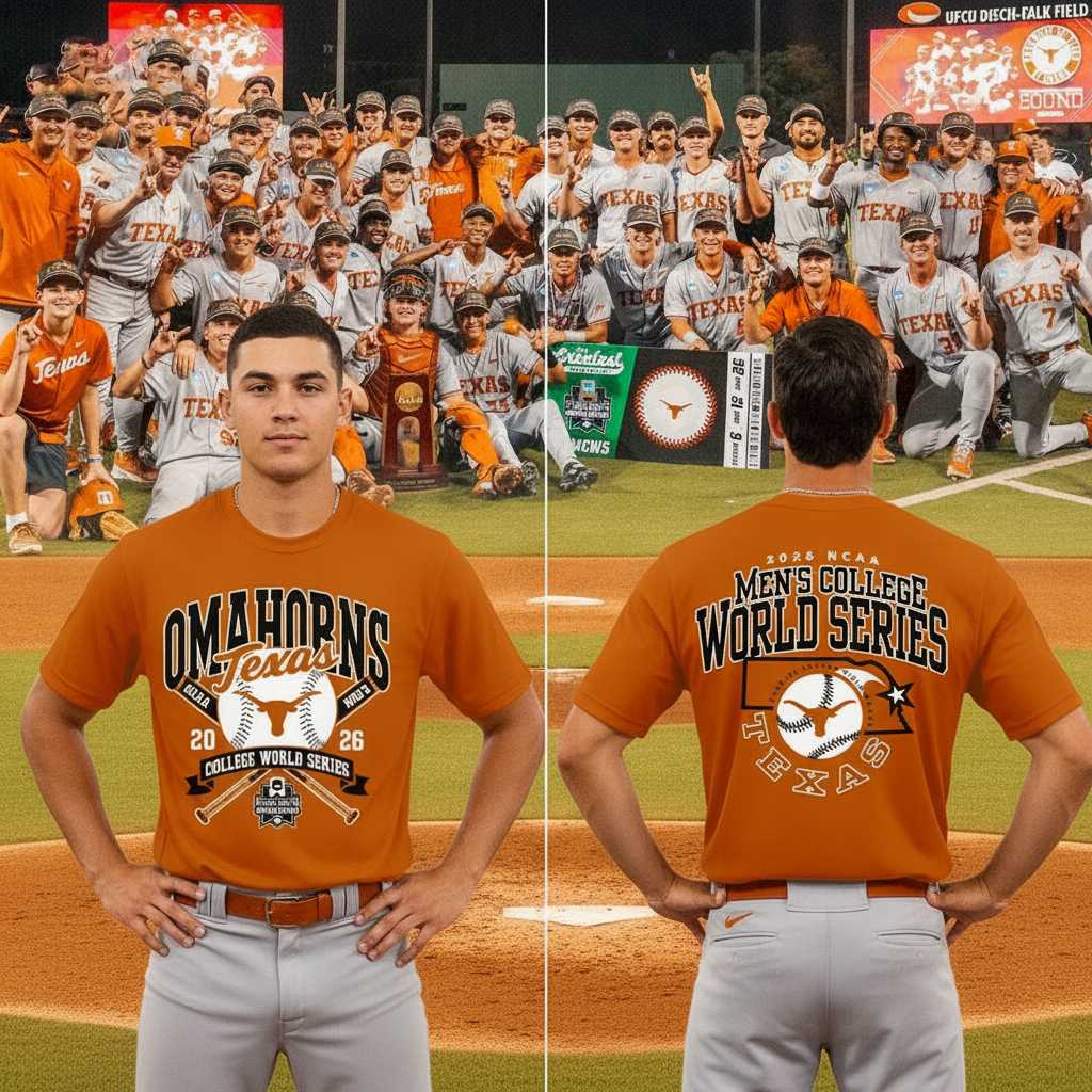 Texas Longhorns 2026 Baseball College World Series Omahorns T Shirt Texas Longhorns 2026 Baseball College World Series Omahorns T Shirt