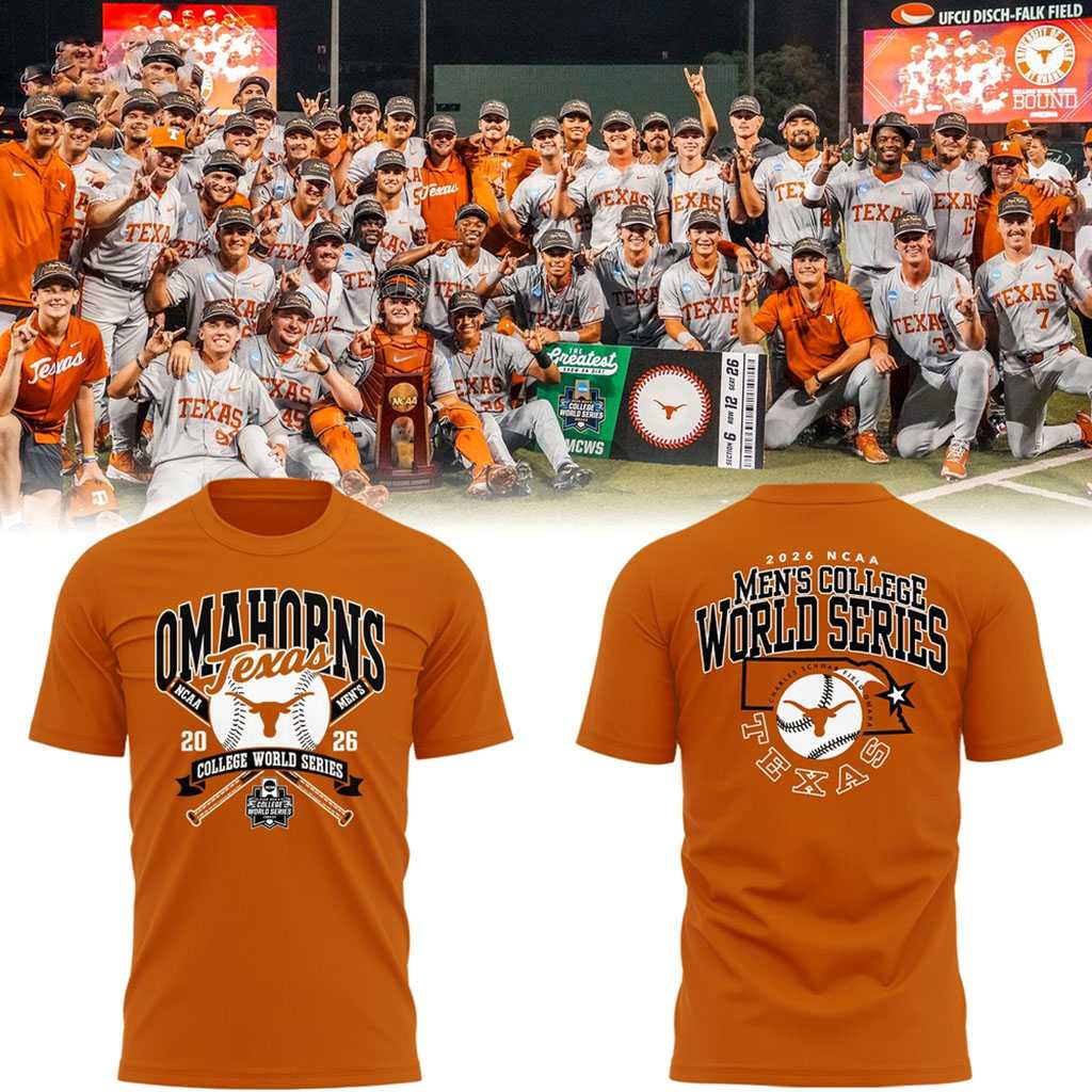 Texas Longhorns 2026 Baseball College World Series Omahorns T Shirt Texas Longhorns 2026 Baseball College World Series Omahorns T Shirt