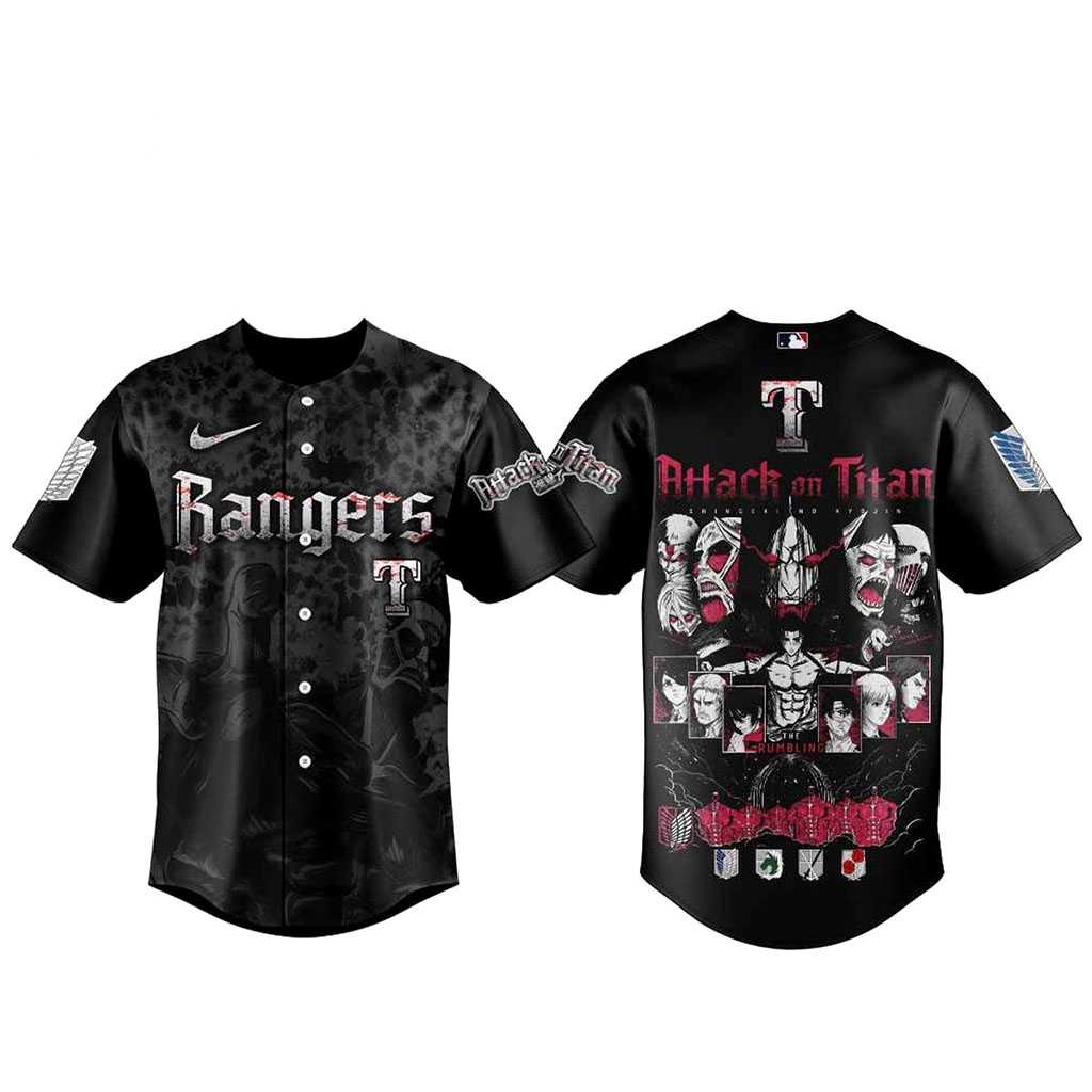 Texas Rangers Attack on Titan 2026 Baseball Jersey