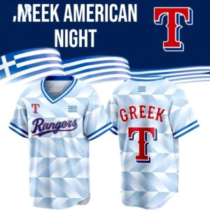 Texas Rangers Greek American Celebration Football Jersey