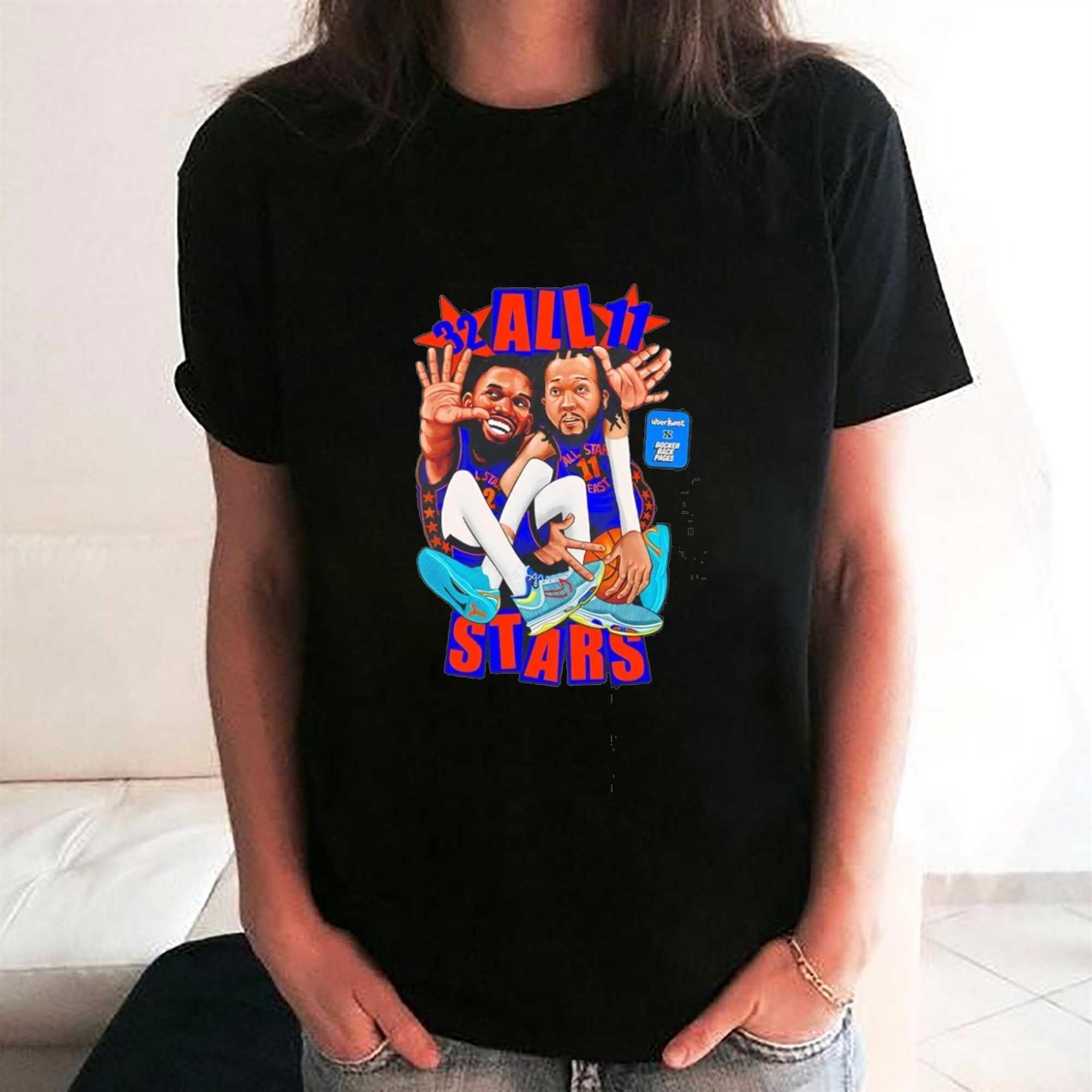 Uberkunst Bocker Back Pages Jalen Brunson and Karl Anthony Towns All Stars Tee Uberkunst Bocker Back Pages Jalen Brunson and Karl Anthony Towns All Stars Tee