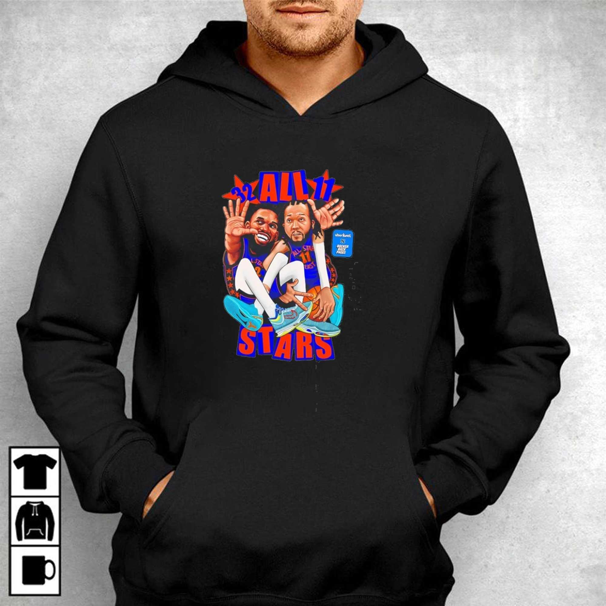 Uberkunst Bocker Back Pages Jalen Brunson and Karl Anthony Towns All Stars Tee Uberkunst Bocker Back Pages Jalen Brunson and Karl Anthony Towns All Stars Tee