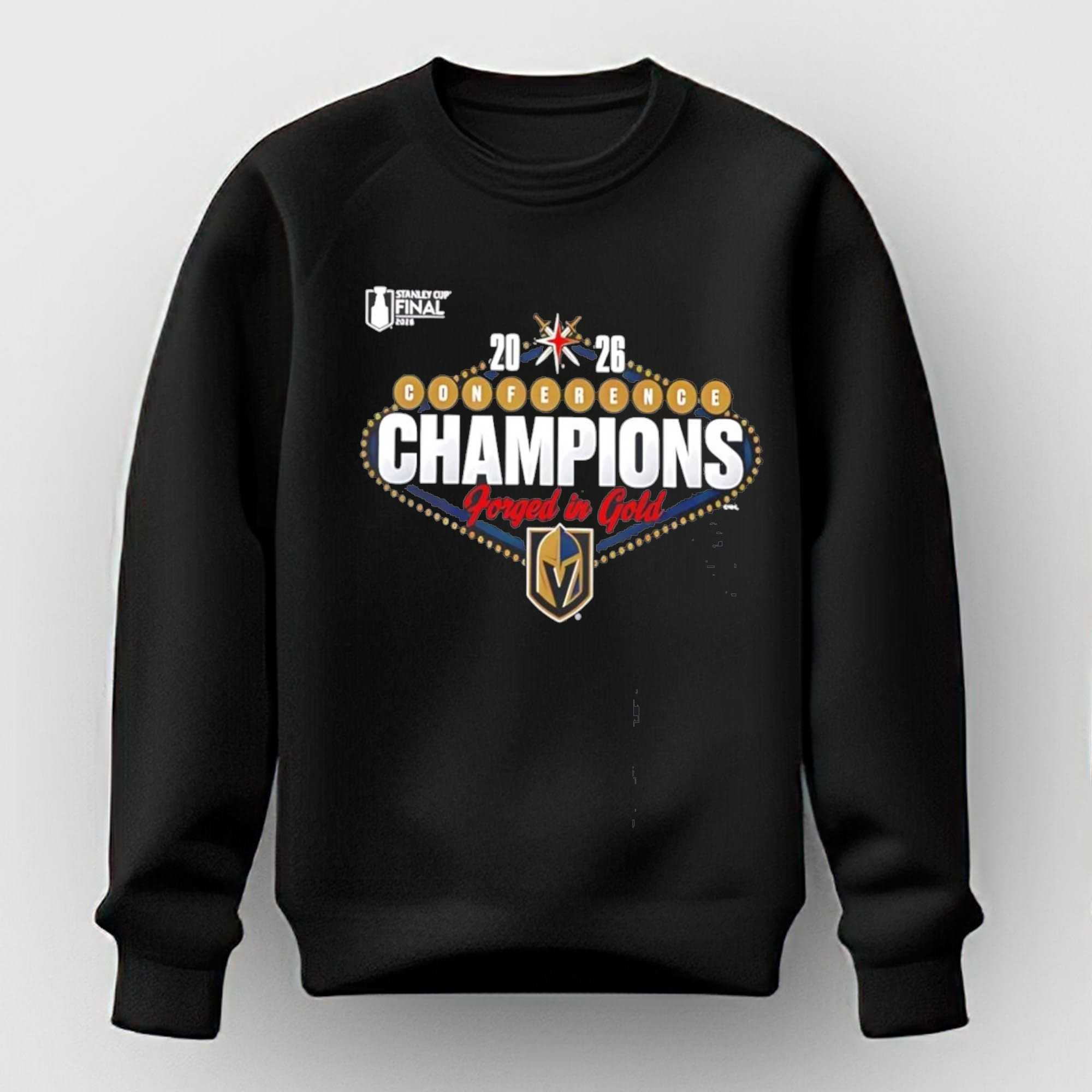 Vegas Golden Knights 2026 Conference Champions Forged In Gold Stanley Cup Final Tee