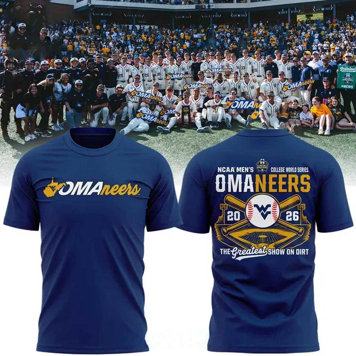 West Virginia Mountaineers 2026 Baseball College World Series Omaneers Tee Hoodie West Virginia Mountaineers 2026 Baseball College World Series Omaneers Tee Hoodie