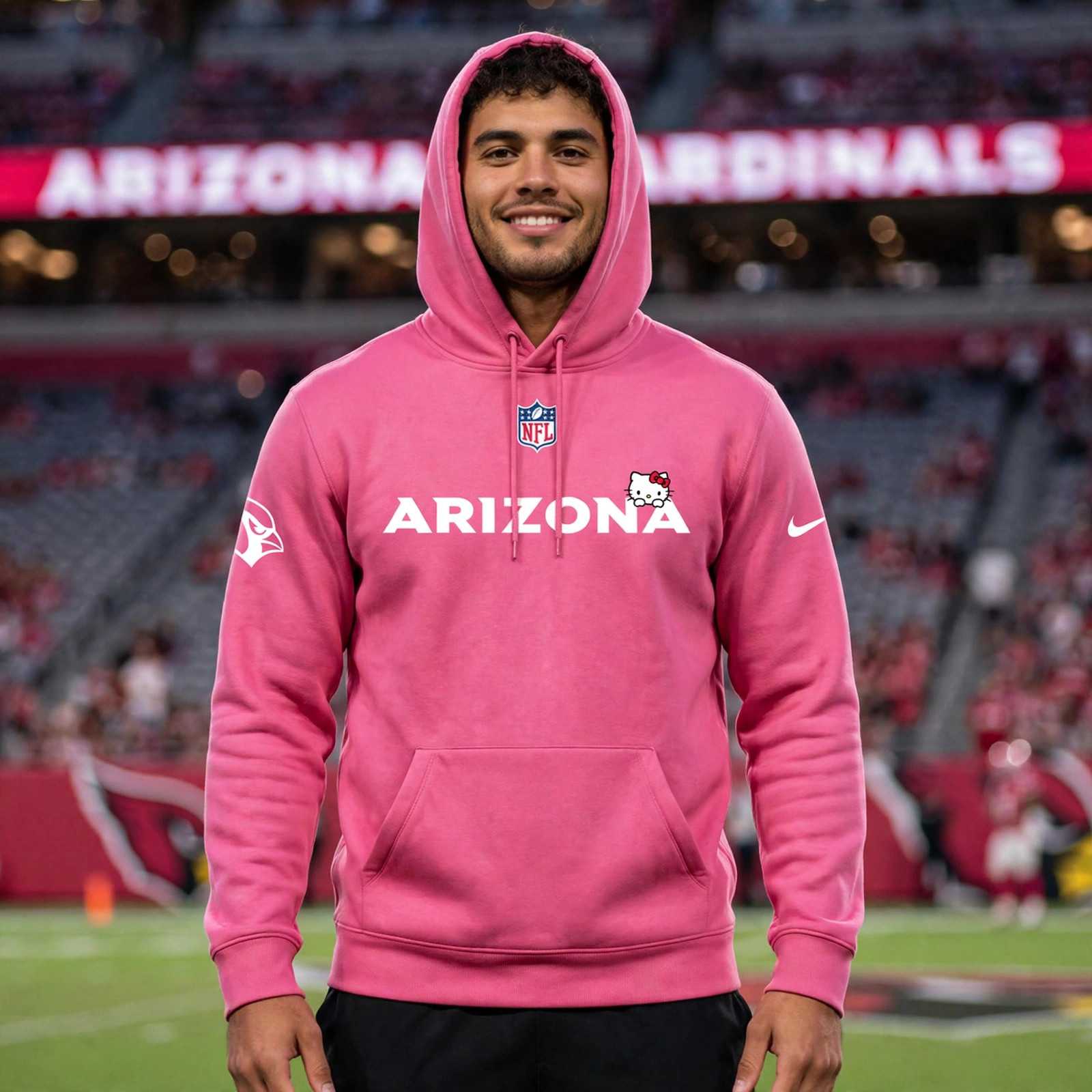 Arizona Cardinals Hello Kitty 2026 Theme Football Night Tee Hoodie Arizona Cardinals Hello Kitty 2026 Theme Football Night Tee Hoodie