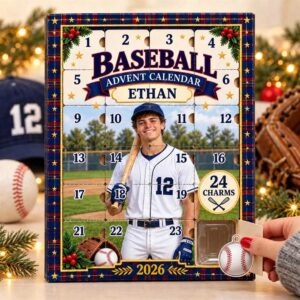 Baseball 2026 Personalized 24 Charms Advent Calendar 24 Charms