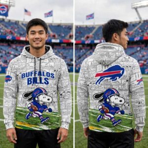 Buffalo Bills 2026 Peanuts NFL Game Day X mas Game Tee Hoodie