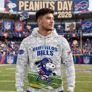 Buffalo Bills 2026 Peanuts NFL Game Day X mas Game Tee Hoodie