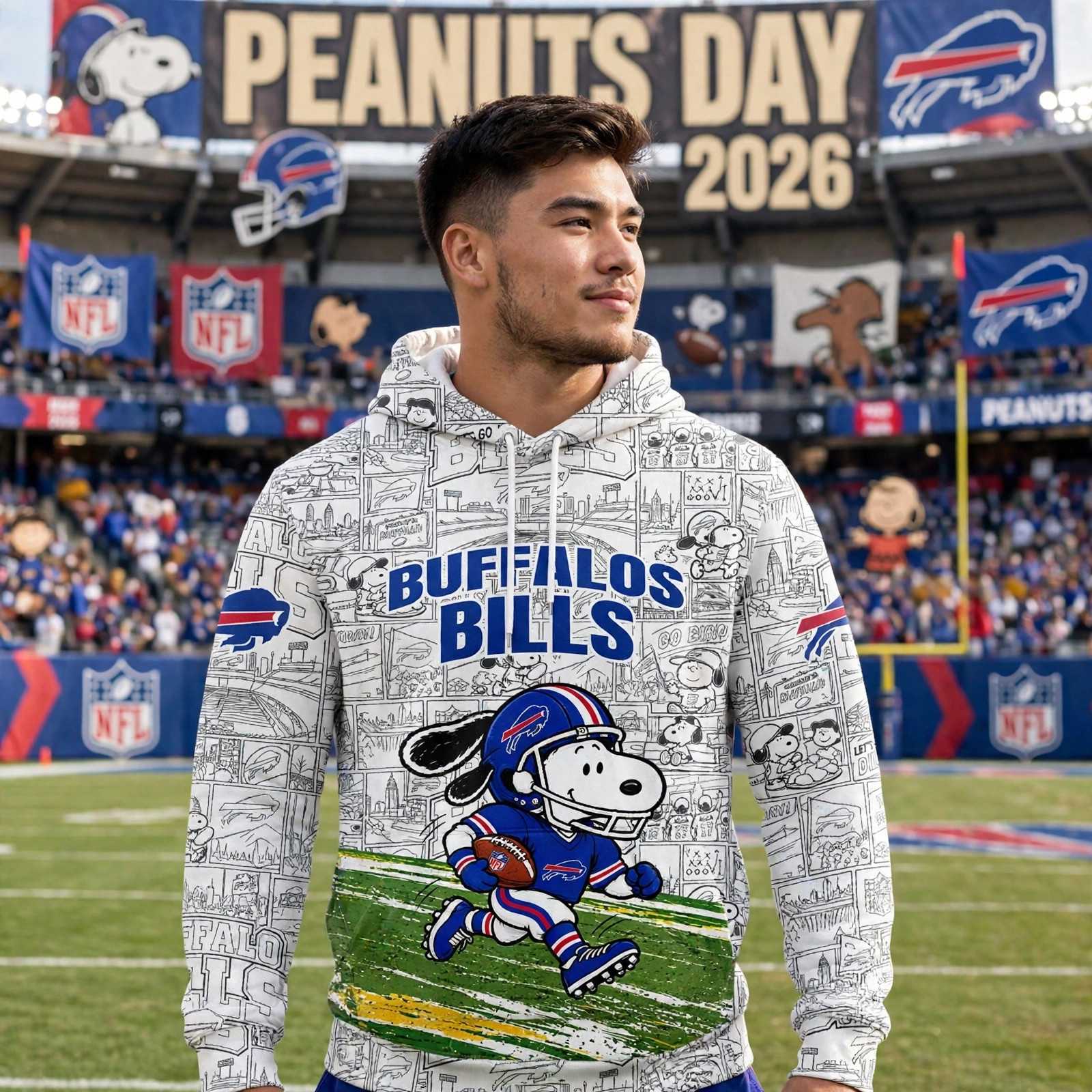 Buffalo Bills 2026 Peanuts NFL Game Day X mas Game Tee Hoodie Buffalo Bills 2026 Peanuts NFL Game Day X mas Game Tee Hoodie