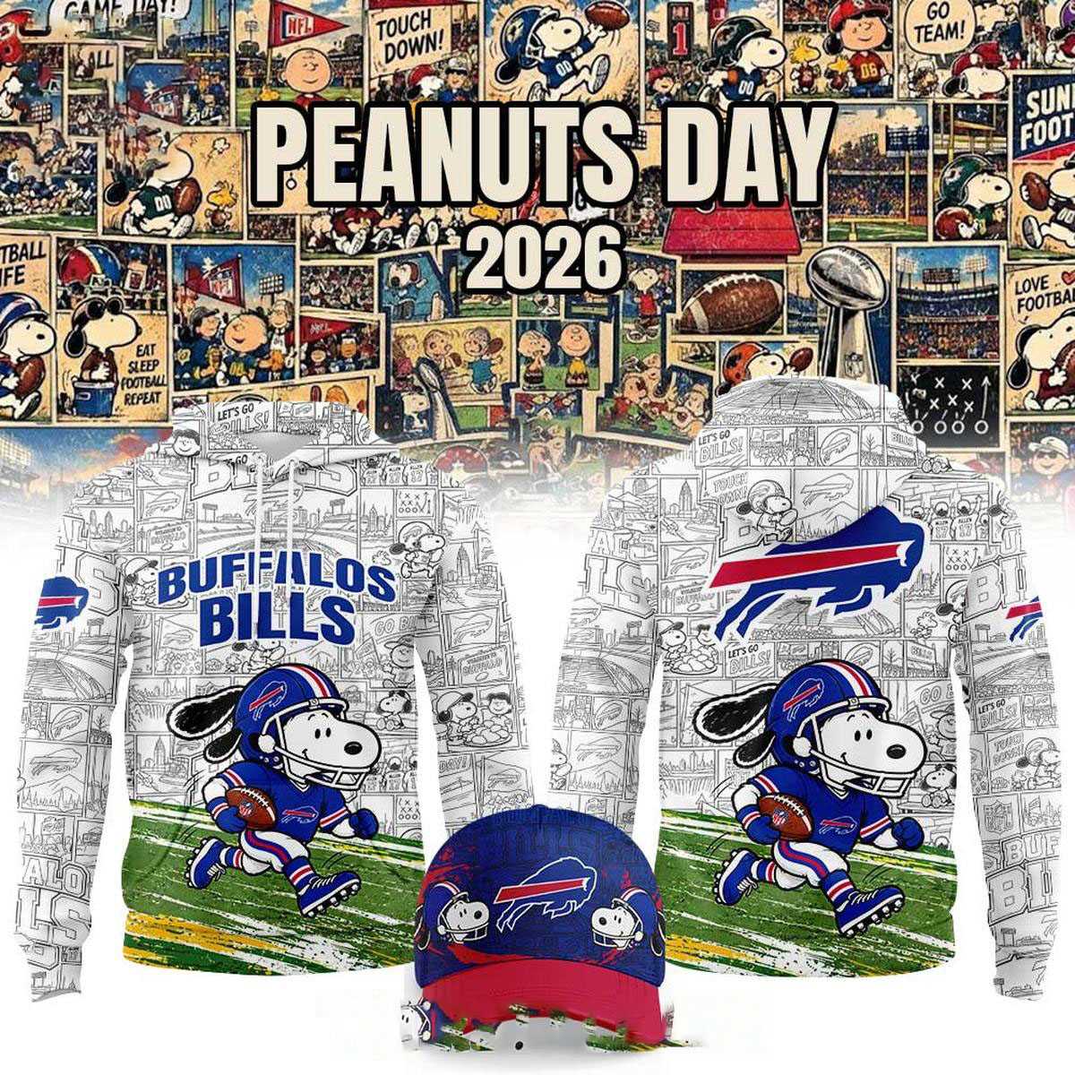 Buffalo Bills 2026 Peanuts NFL Game Day X mas Game Tee Hoodie Buffalo Bills 2026 Peanuts NFL Game Day X mas Game Tee Hoodie