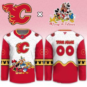 Calgary Flames Mickey 2026 Disney Friends Night Custom Hockey Jersey
