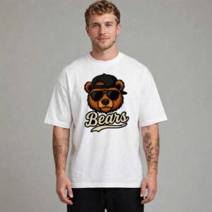 Chicago Bears bear wearing sunglasses and cap shirt